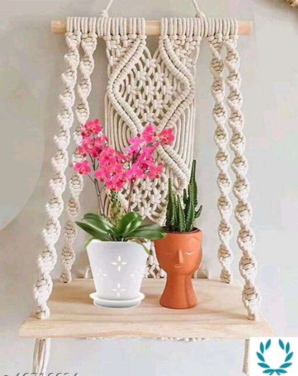 Handicraft  Top Knott Macrame  Wall Hanging  - Free size, Handicraft, Religious, Pack of1, Cream